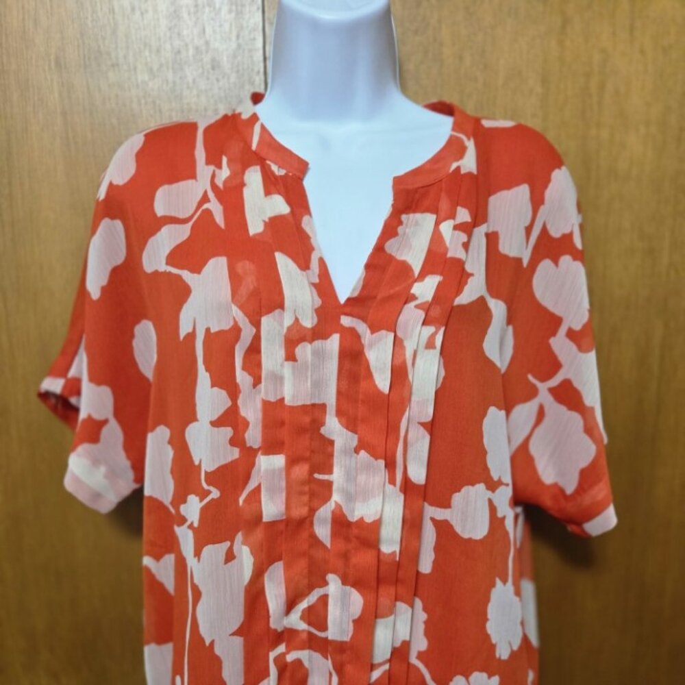 Dana‎ Buchman Size Med Summer Blouse Orange/Coral